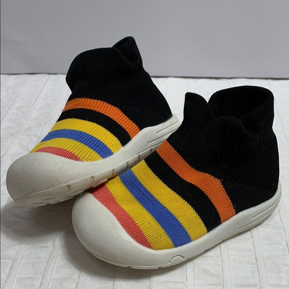 4.5US Kuner Toddler Knit Cotton Soft-Sole Slip-On Sneakers First Walkers